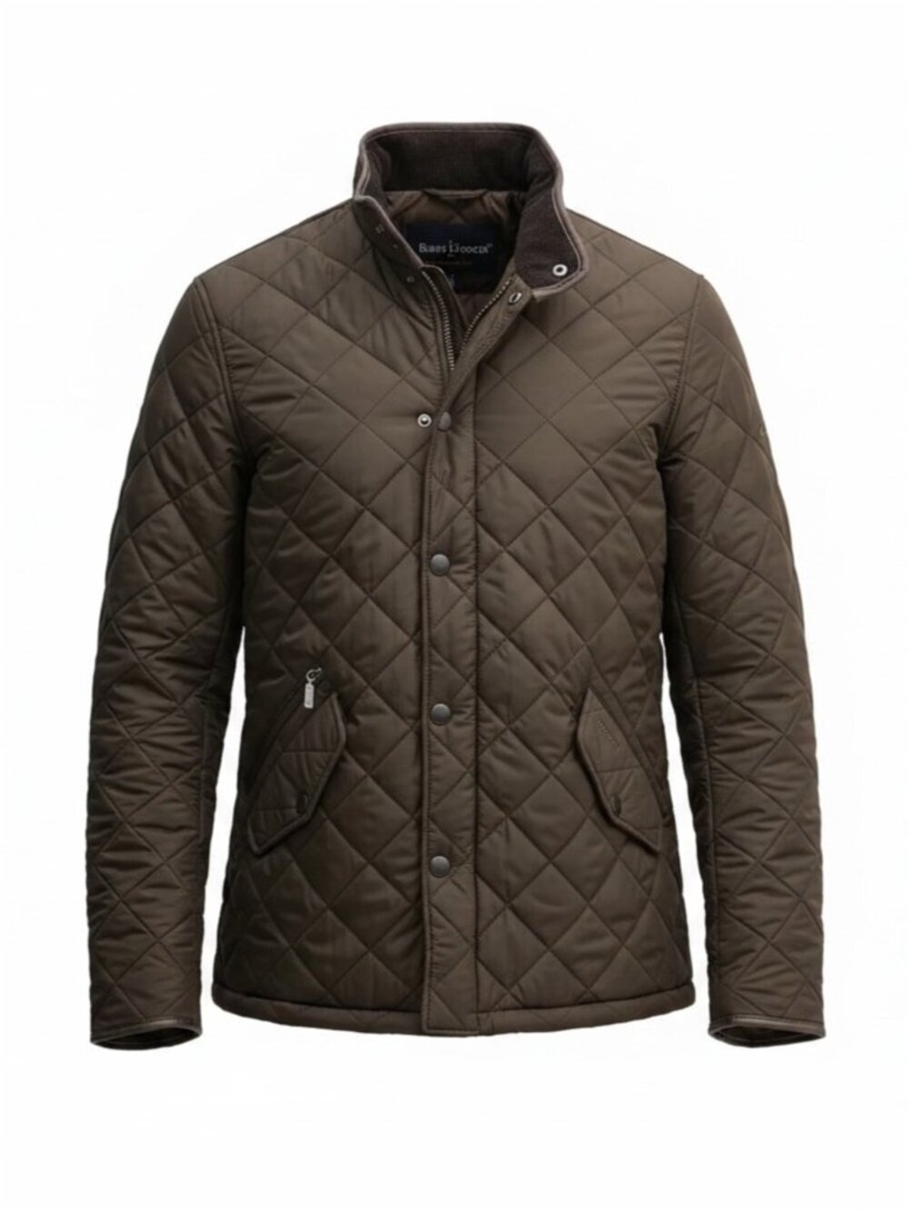 Barbour Powell Quilted Jacket Brown Fleece Lined High Neck Men’s XL